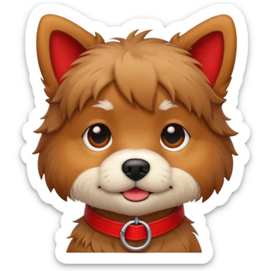 Small scruffy dog with a red collar  sticker