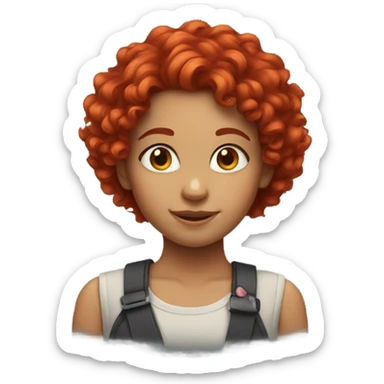 a girl with red hair and curly hair  sticker