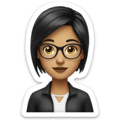 girl in eye glass black hair sticker