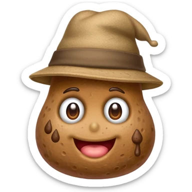 a poop wearing a hat and being a teacher sticker