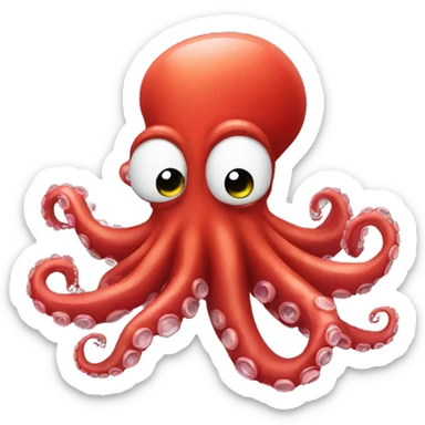 red cartoon octopus showing the left with tentacles sticker