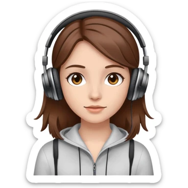 Girl with brown hair with headphones on sticker