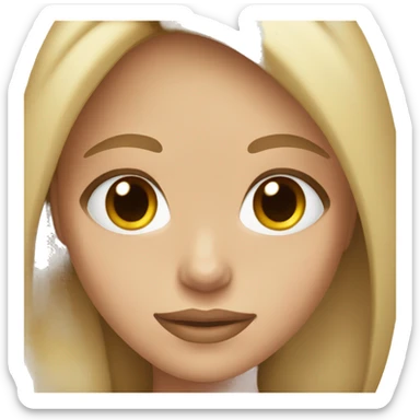 girl light skin blue eyes brown and blonde hair sticker