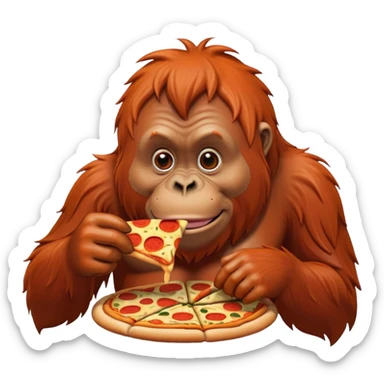 Orangutan eating a pizza  sticker