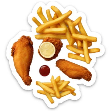Chicken tenders and fries on a plate sticker