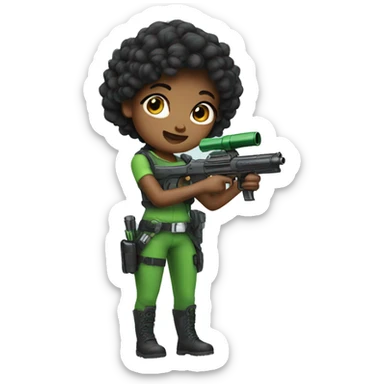 girl with green blaster sticker