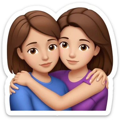Hispanic mother and teen daughter brown hair hugging sticker