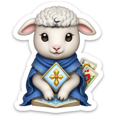 Little lamb with tarot cards sticker