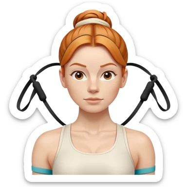 Ginger gym girl low bun cream athleisure resistance bands workout sticker