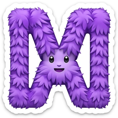 The fluffy letter M is purple in color sticker