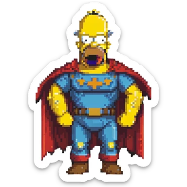 Homer Simpson dressed as a superhero sticker