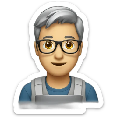 Computer technician with glasses sticker