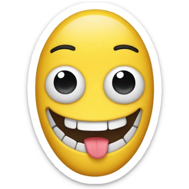 happy emoji with yellow bone sticking out its mouth  sticker