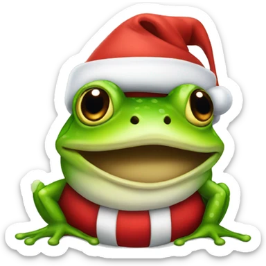 Frog with Santa hat sticker