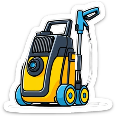 pressure washer, cartoonish sticker style sticker