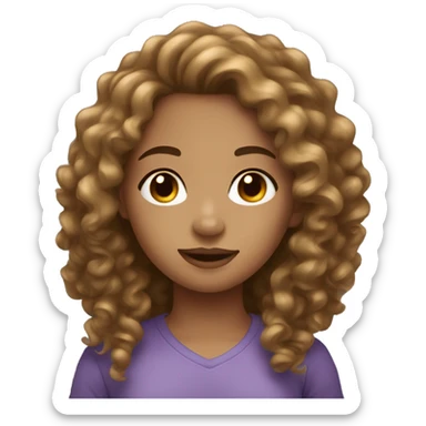light skin girl with long brown curly hair sticker