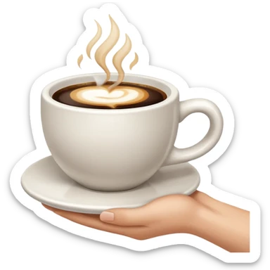 a white hand holding a cup of coffee but just the hand and the cup sticker