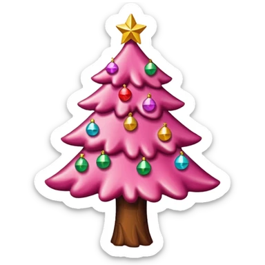 Crea un arbol de navidad en color rosa que parezca de caramelo Agrega luces navideñas sticker