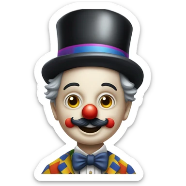 Charlie Chaplin en costume de clown très coloré, il peut aussi jongler. sticker