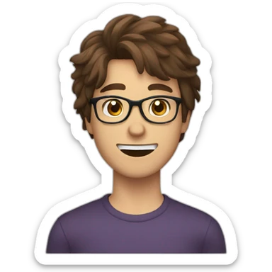 brown haired young men with glasses violently throwing grape sticker