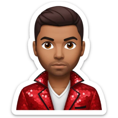 Ginuwine with dark brown hair, red sequin outfit sticker