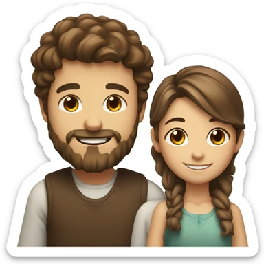 smiling boy with beard and smiling girl with brown hair portrait sticker