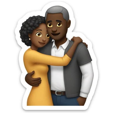 Black man and wife hug. sticker