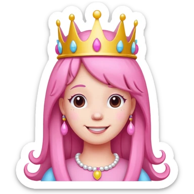 happy earringed princess bubblegum with candy crown sticker