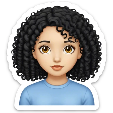 A girl that light skin black curly hair named ashley  sticker
