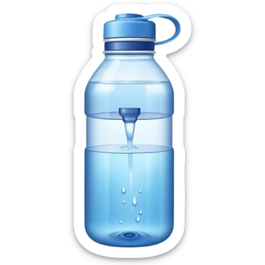 an empty bottle of water, being refilled sticker