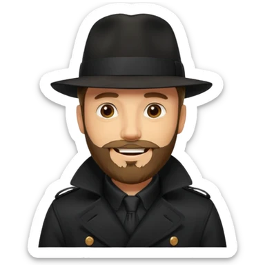 bearded man in black in black trenchcoat  sticker