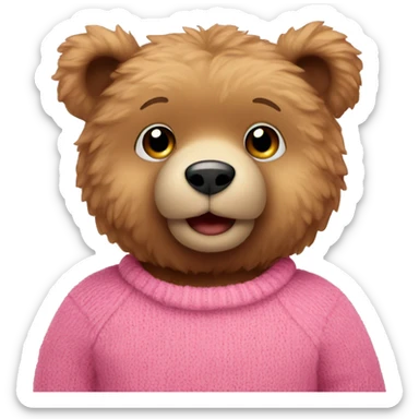 cute little teddy bear wearing pink sweater sticker
