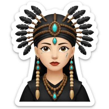 white shaman woman black clothes black accesories  sticker
