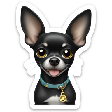 Black Chihuahua giving peace sign sticker