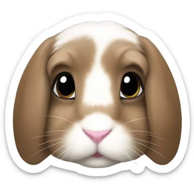 brown holland lop bunny (portrait, facing forward, iOS 17 style, happy) sticker