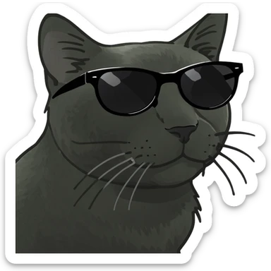 Black cat with sunglasses sticker