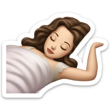 sleeping beauty brunette white girl with a silk pillow sticker