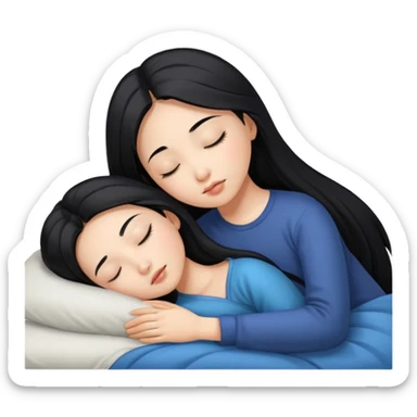 Beautiful Asian girl with long black hair sleeping sticker