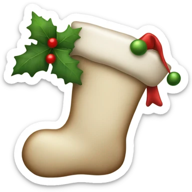 Beige Christmas stocking with mistletoe  sticker