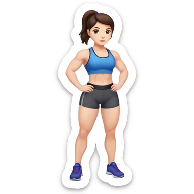 Strong gym girl, thick thighs, brunette, grey-eyes sticker