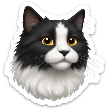 fluffy black cat with white spot on nose sticker