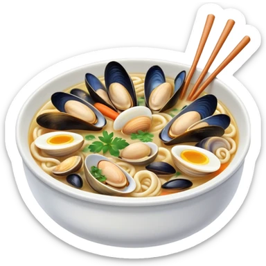 Udon nabe with mussels and clams  sticker