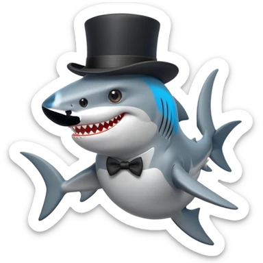 Shark with a top hat sticker