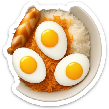 rice bowl with two eggs and two chicken drumstick sticker