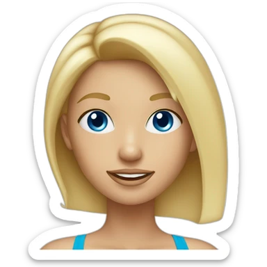 Blonde girl in bikini blue eyes sticker