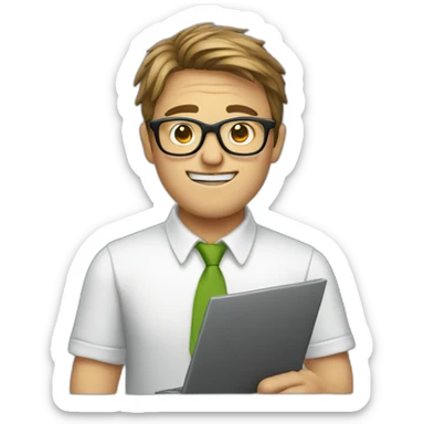 nerdy computer guy with glasses sticker