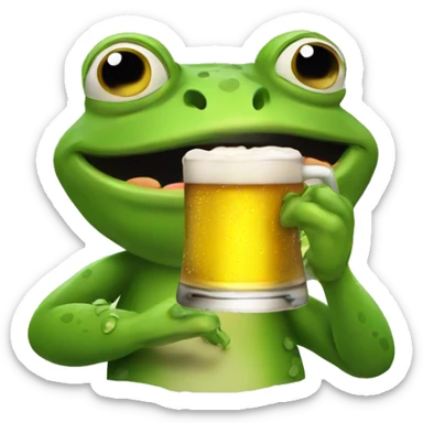 Frog drinking beer  sticker