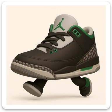 Edit the sneaker character in the style of 3D emoji (Microsoft style 3D fluent emojis) with no face, no arms, and no legs, in a running pose. Maintain the 3D emoji look and feel. sticker