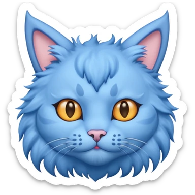 Blue cat with horns sticker