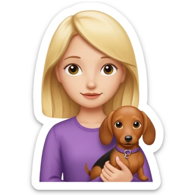 Blonde girl holding dachshund emoji sticker  sticker